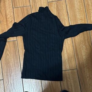 Anne Klein Black Ribbed Turtleneck Jacket